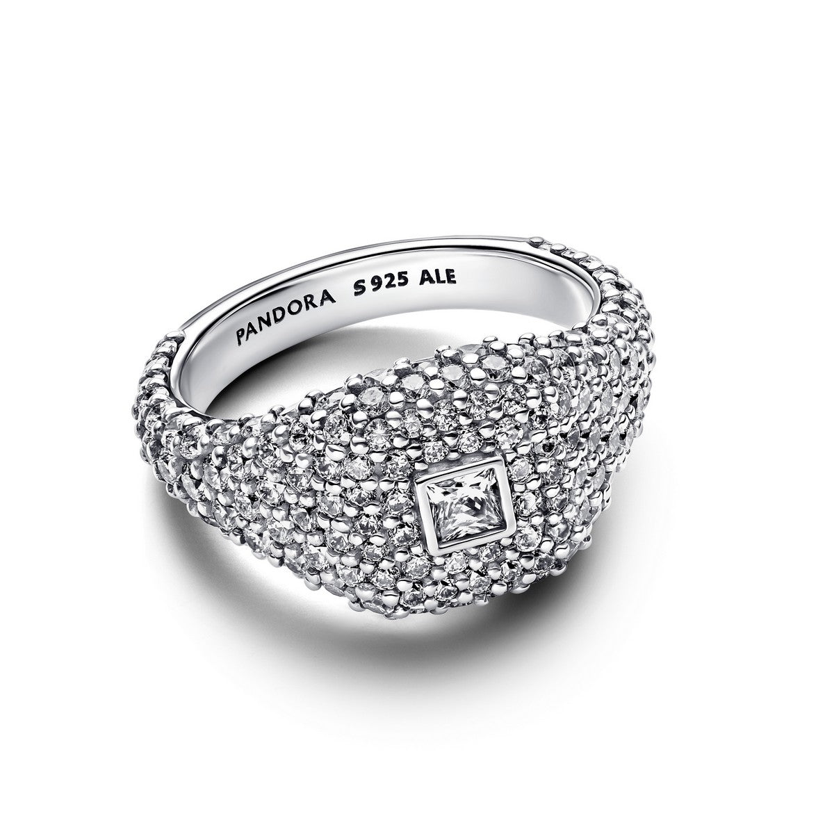 Pandora Cocktailring met vierkant van pavé zilver - 193556C01