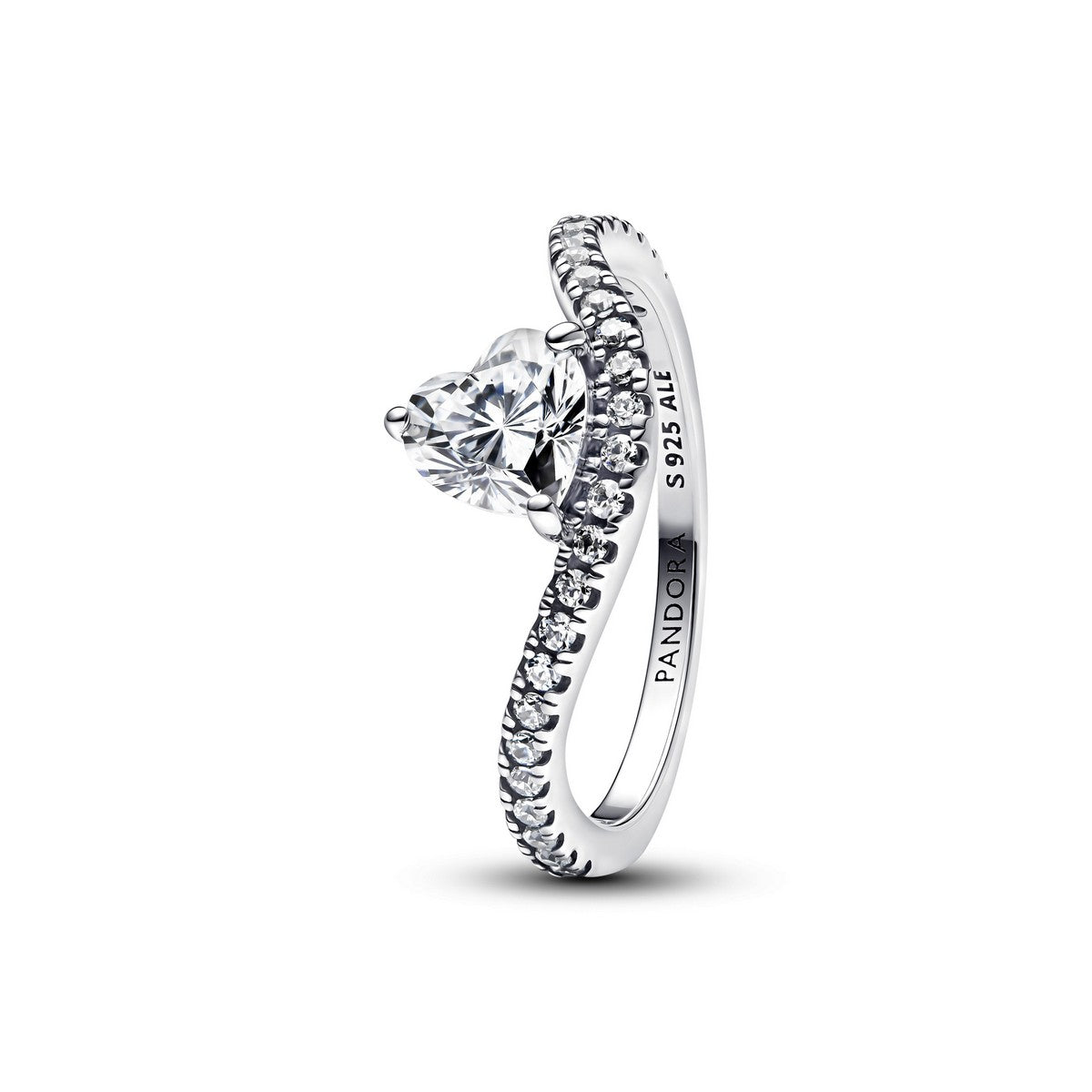 Pandora Golvend Pavé Hart Ring zilver - 193661C01