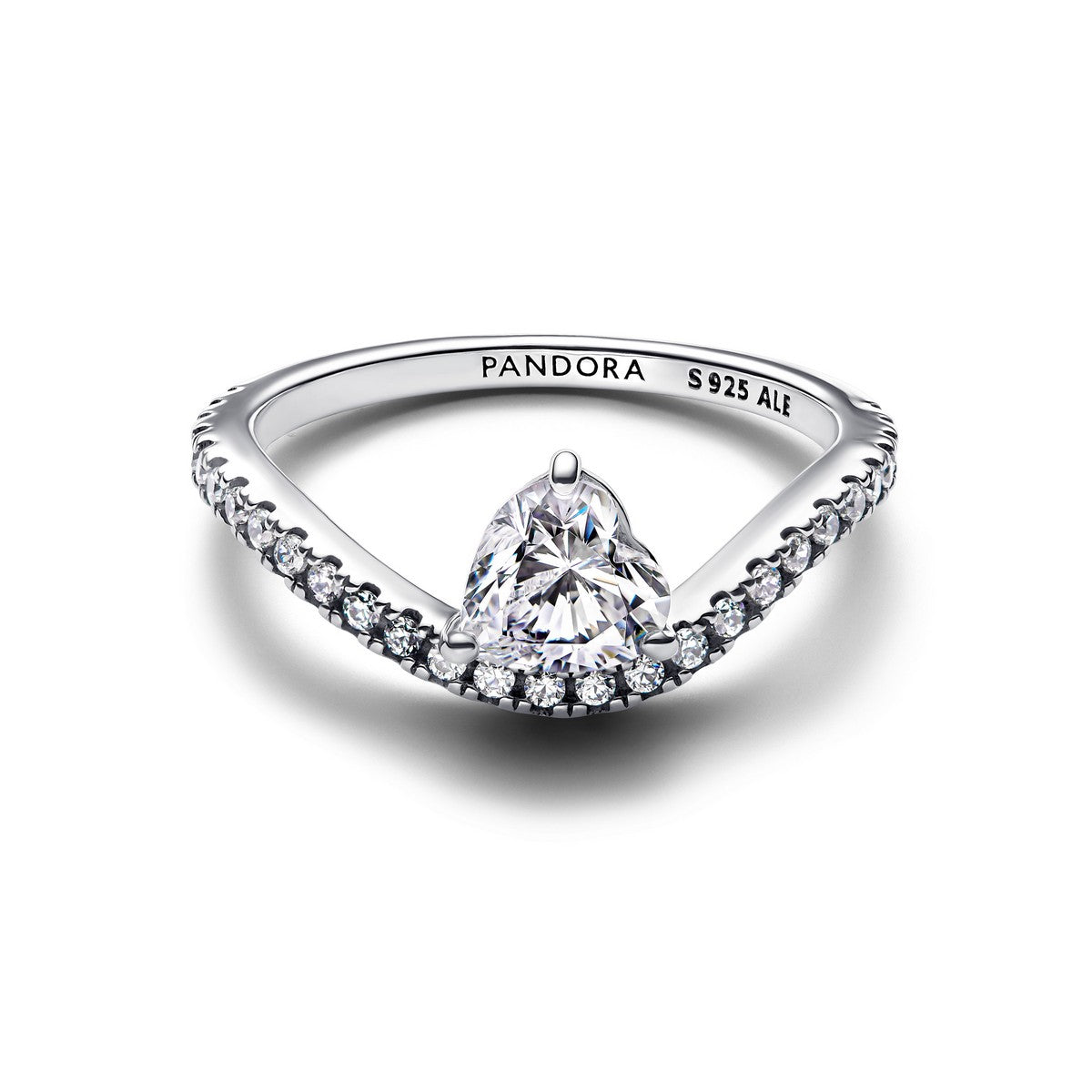 Pandora Golvend Pavé Hart Ring zilver - 193661C01