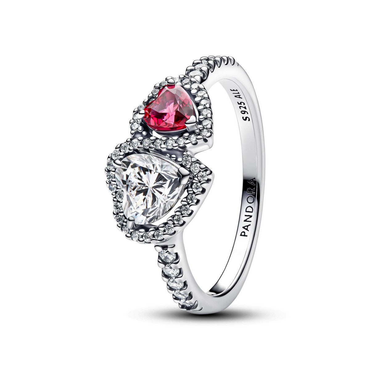 Pandora Halo Harten Ring zilver rood - 193662C01