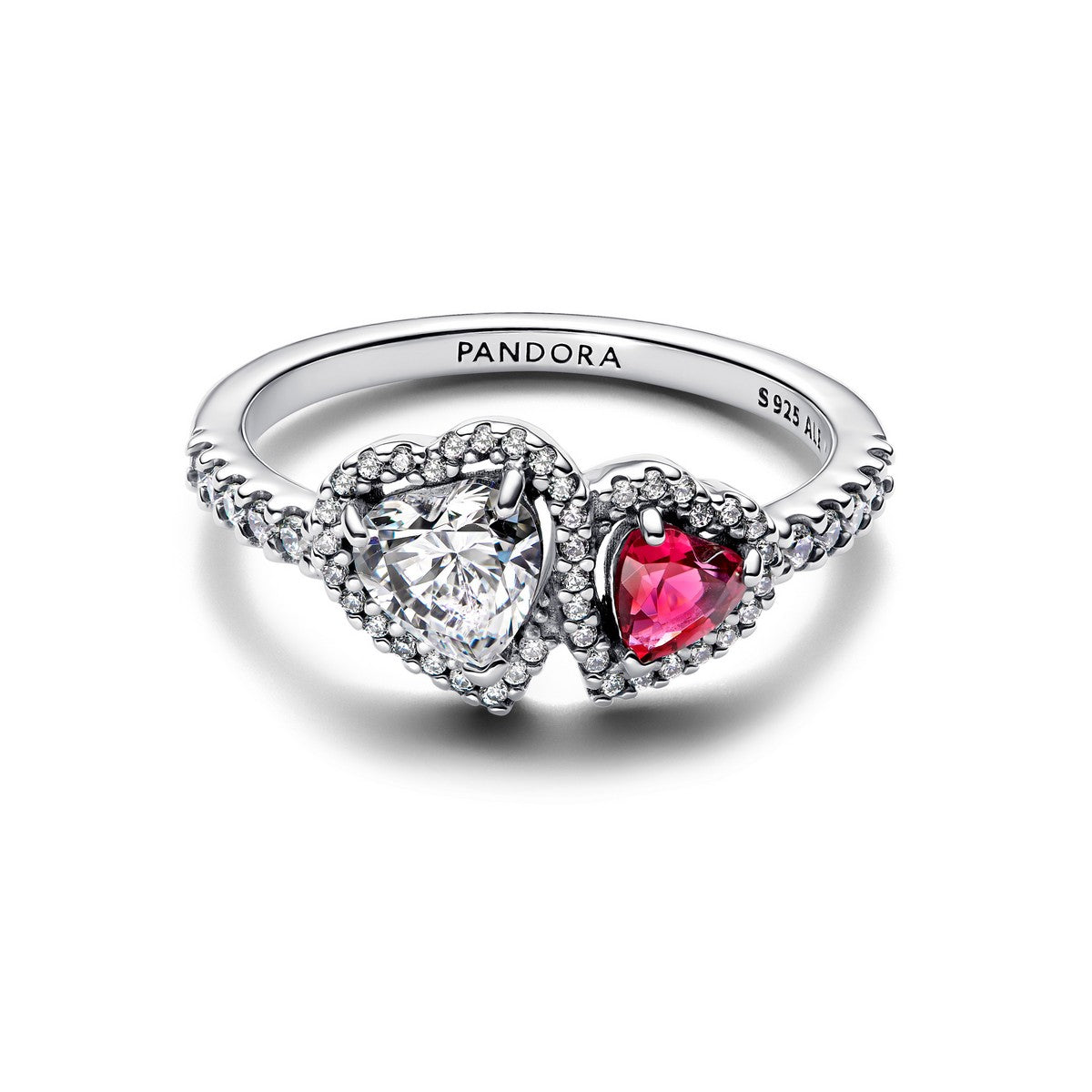 Pandora Halo Harten Ring zilver rood - 193662C01