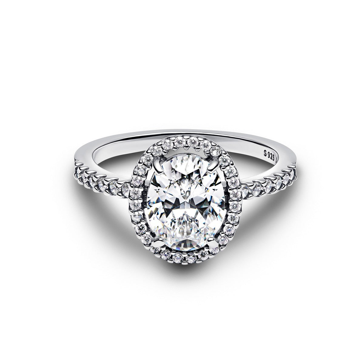 Pandora Ovale Sprankelende Halo Statement Ring zilver - 193777C01