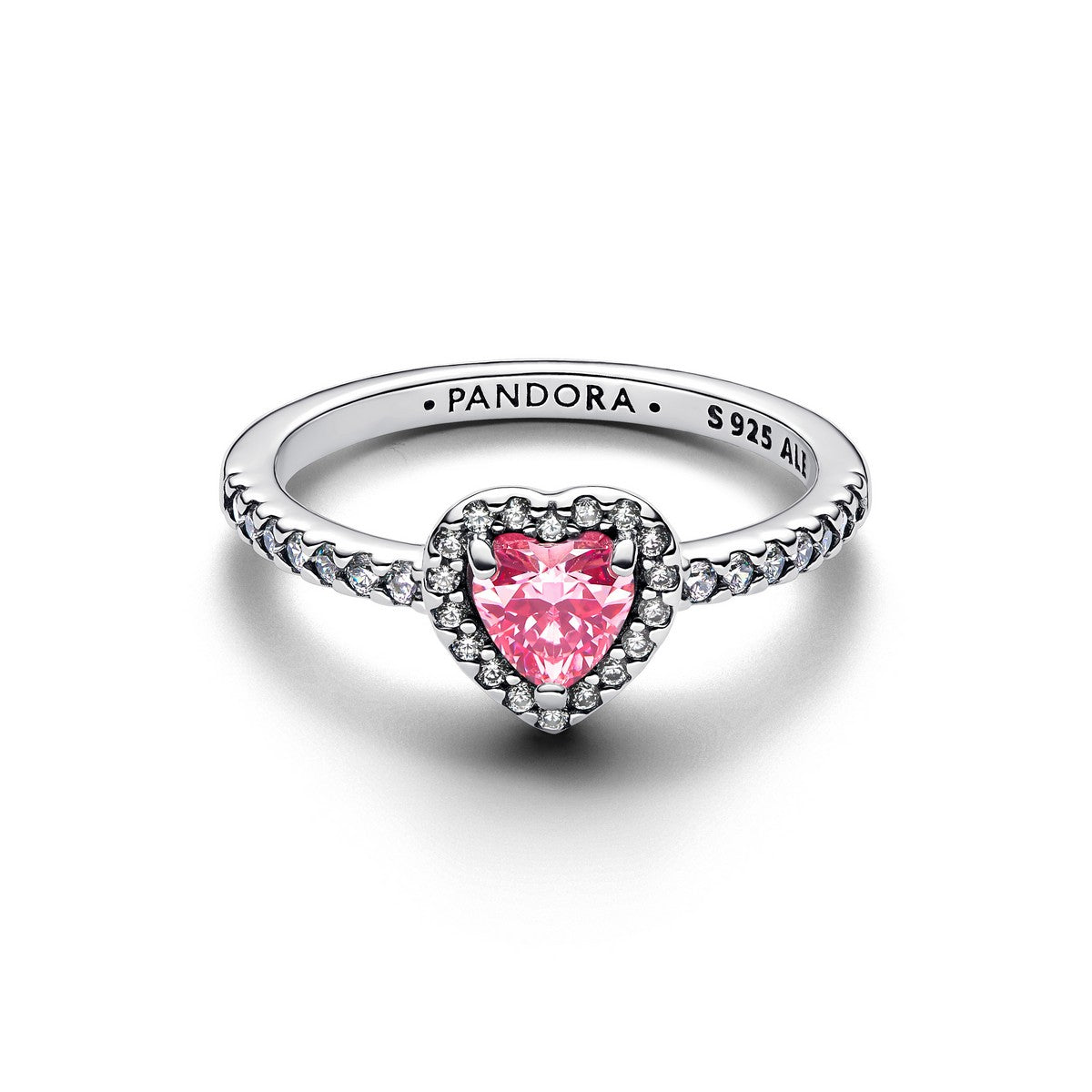 Pandora Verhoogd roze hartring zilver - 198421C03