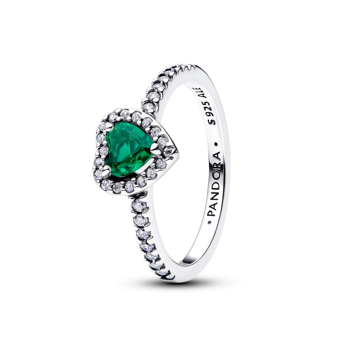 Pandora Verhoogd Koninklijk Groen Hartring zilver - 198421C07