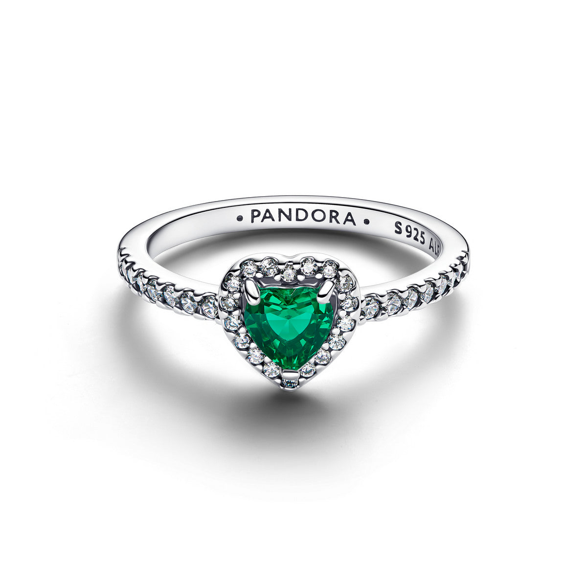 Pandora Verhoogd Koninklijk Groen Hartring zilver - 198421C07