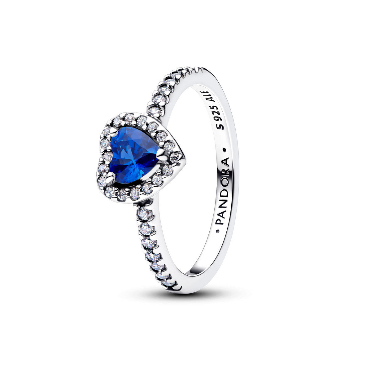 Pandora Verhoogd Prinsessenblauw Hart Ring zilver - 198421C09