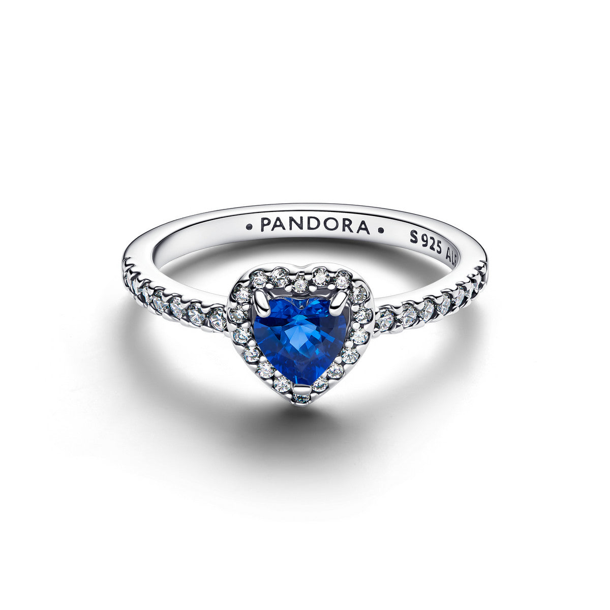 Pandora Verhoogd Prinsessenblauw Hart Ring zilver - 198421C09