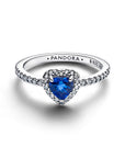 Pandora Verhoogd Prinsesblauw Hart ring 198421C09 – zilver