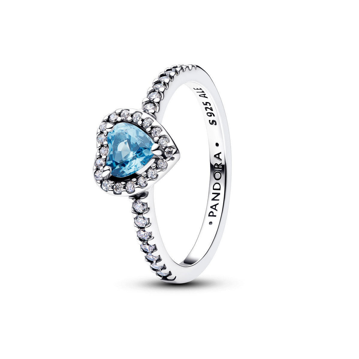 Pandora Verhoogd Lichtblauw Hart Ring zilver - 198421C10
