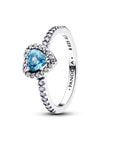 Pandora Verhoogd Lichtblauw Hart ring 198421C10 – zilver