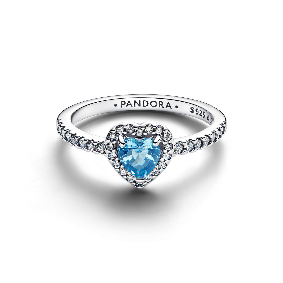 Pandora Verhoogd Lichtblauw Hart Ring zilver - 198421C10