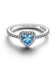 Pandora Verhoogd Lichtblauw Hart ring 198421C10 – zilver