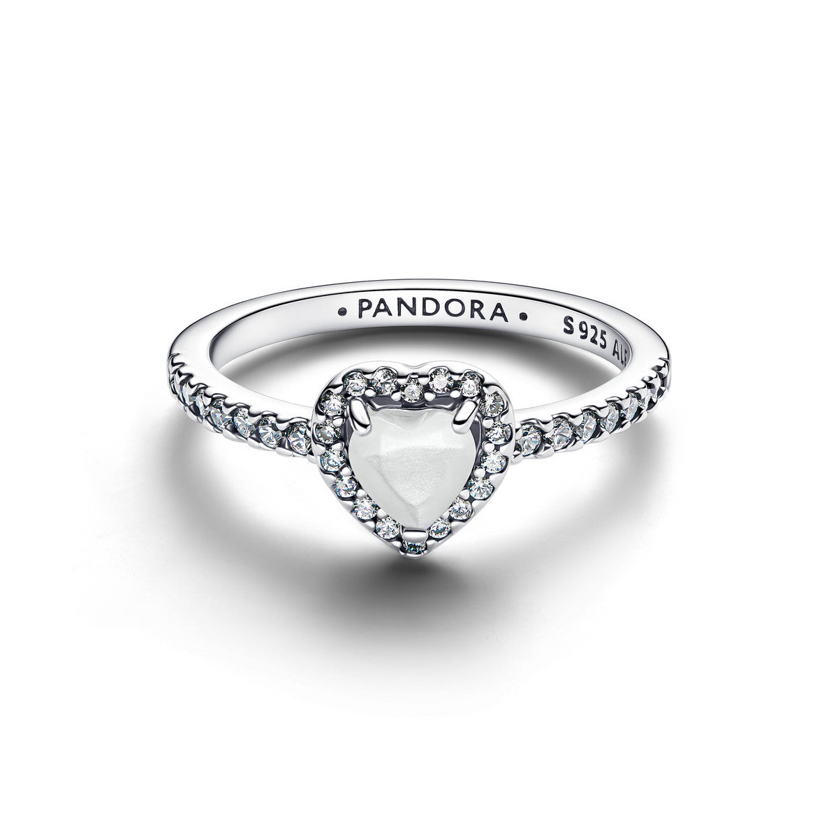 Pandora Verhoogd Wit Hartring zilver - 198421C11