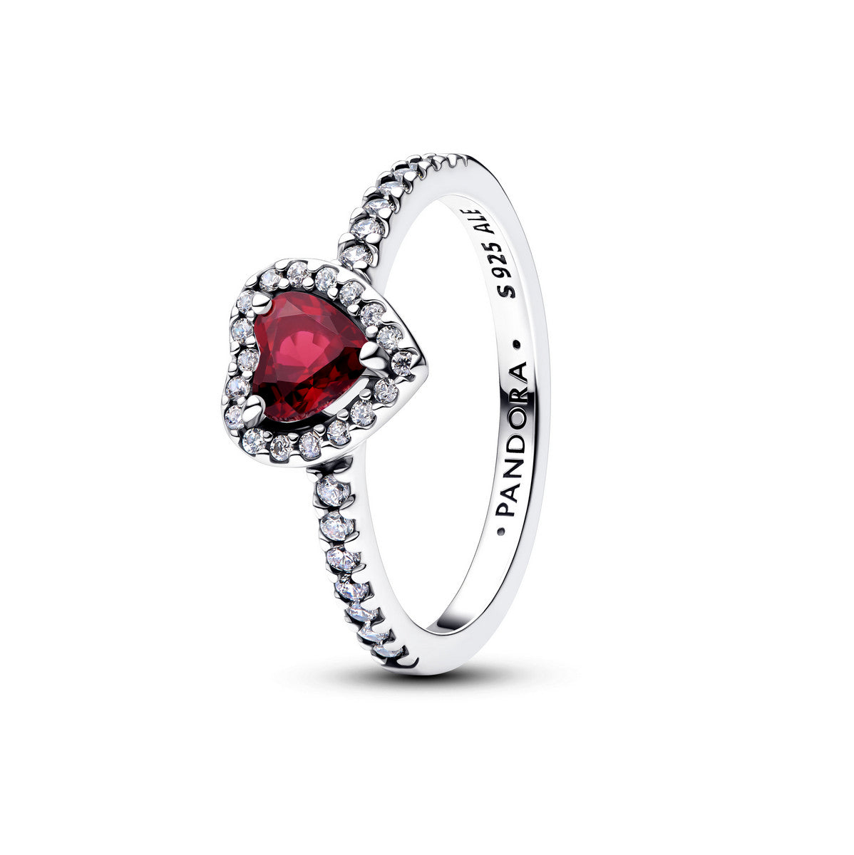 Pandora Verhoogde Fuchsia Roos Hart Ring zilver - 198421C13