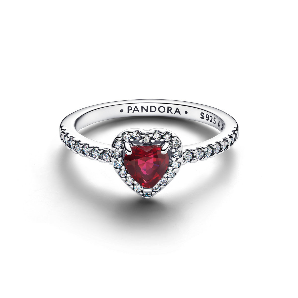 Pandora Verhoogde Fuchsia Roos Hart Ring zilver - 198421C13