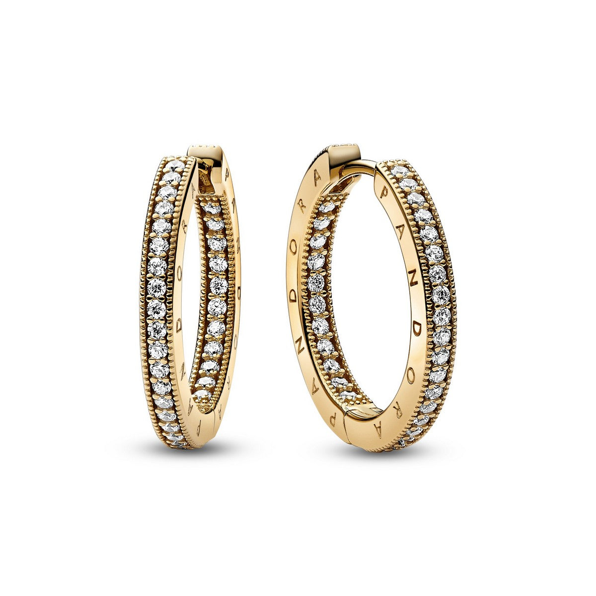 Pandora Signature logo & pavé oorbellen goudverguld - 262738C01
