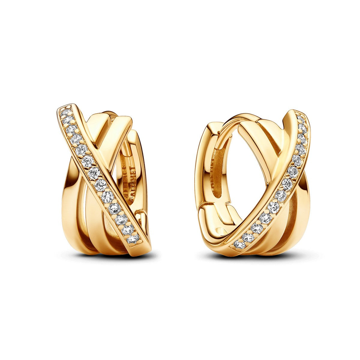 Pandora Gekruiste Pavé Oorbellen goudverguld - 263150C01