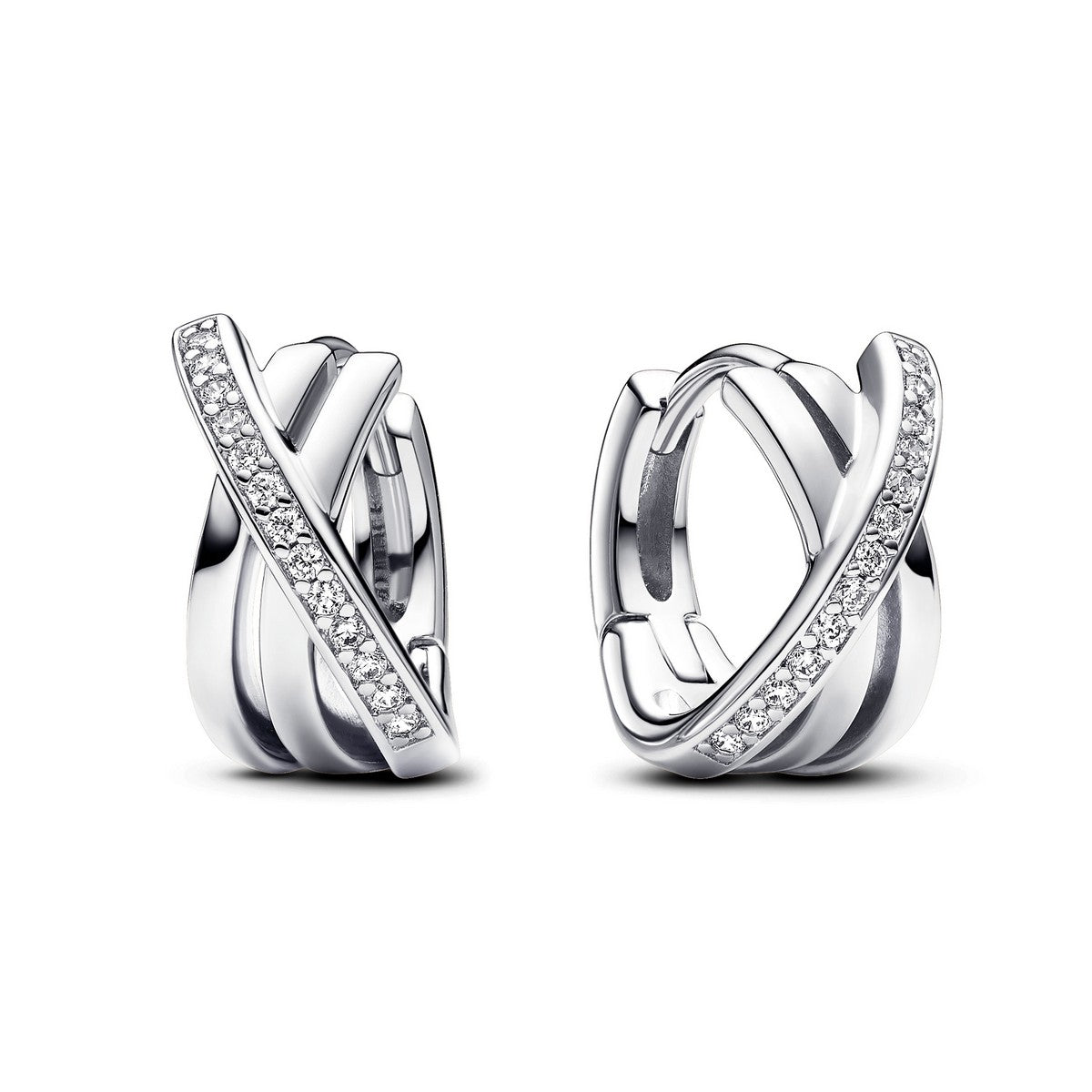 Pandora Gekruiste Pavé Oorbellen zilver - 293150C01