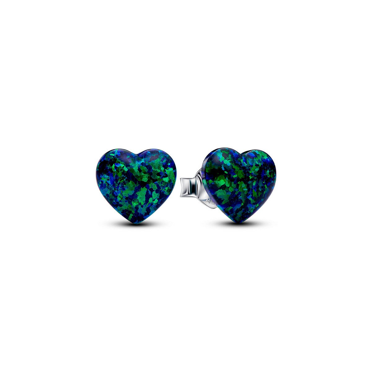 Pandora Opalescent Groene Hart Oorbellen zilver - 293356C01