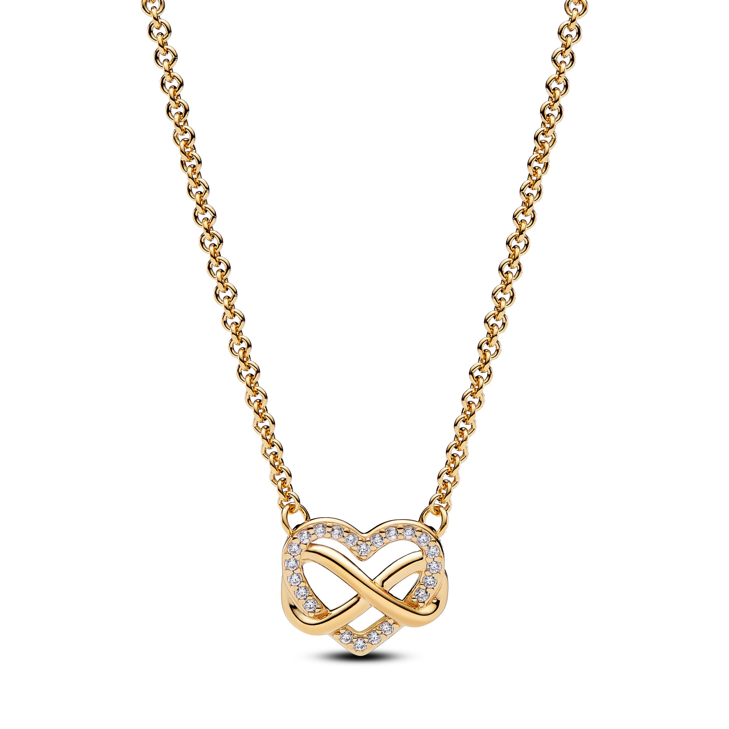 Pandora Infinity Hart 14k Goud Vergulde Ketting met Zirkonia 362666C01 - PansiteNederland.nl
