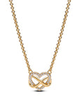 Pandora Infinity Hart 14k Goud Vergulde Ketting met Zirkonia 362666C01 - PansiteNederland.nl