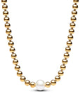 Pandora 14k Goud Verguld Collier met Zoetwaterparel en Zirkonia 363176C01 - PansiteNederland.nl