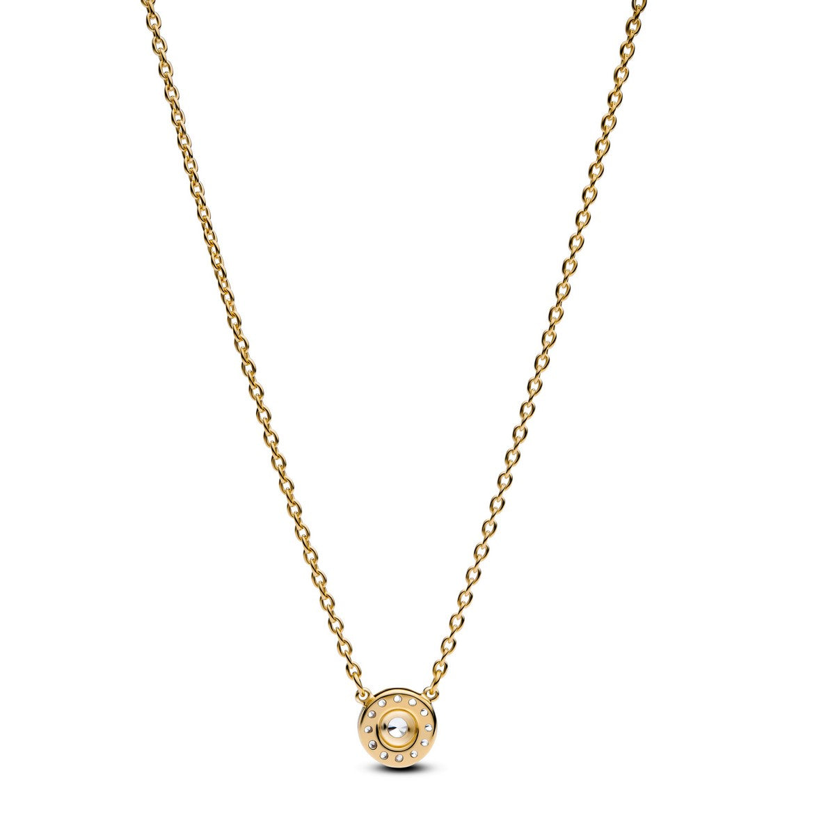 Pandora Halsketting met hanger met ronde halo en pavé goudverguld - 363548C01