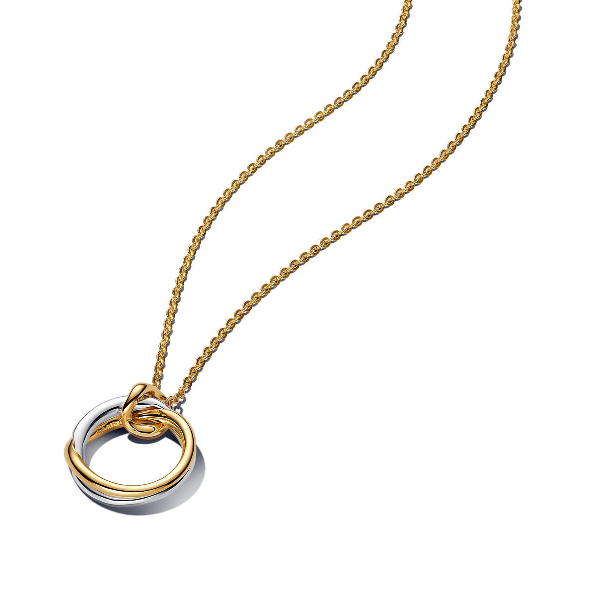 Pandora Organisch Gevormde Ketting met Tweekleurige Hanger bicolor zilver en goudverguld - 363882C00