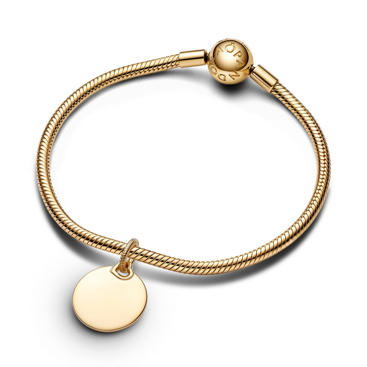 Pandora Graveerbare Rond Label Hangende Bedel goudverguld - 368610C00