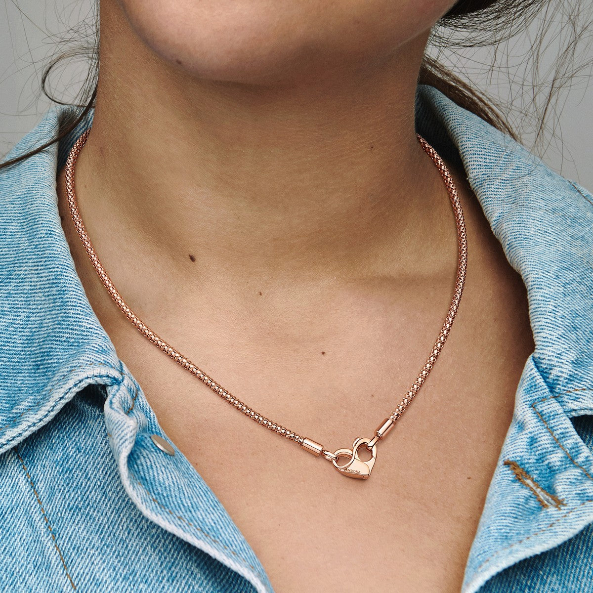 Pandora Moments studded schakelketting roségoudverguld - 382451C00