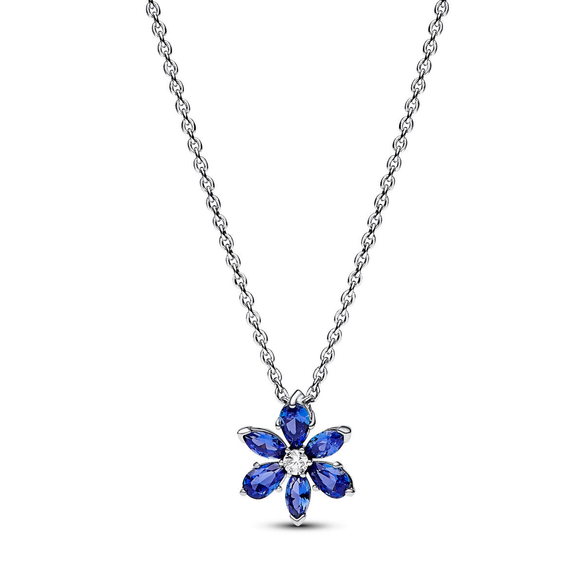 Pandora Sprankelende Blauwe Herbarium Cluster Ketting met Hanger zilver - 392387C02