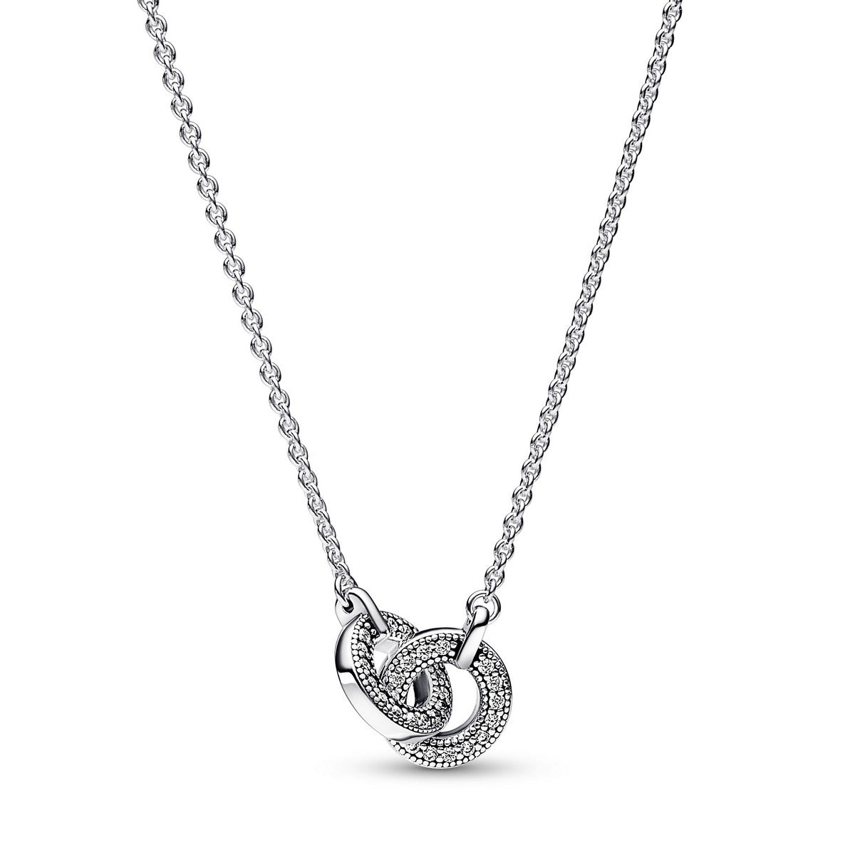 Pandora Signature verstrengelde pavé halsketting met hanger zilver - 392736C01