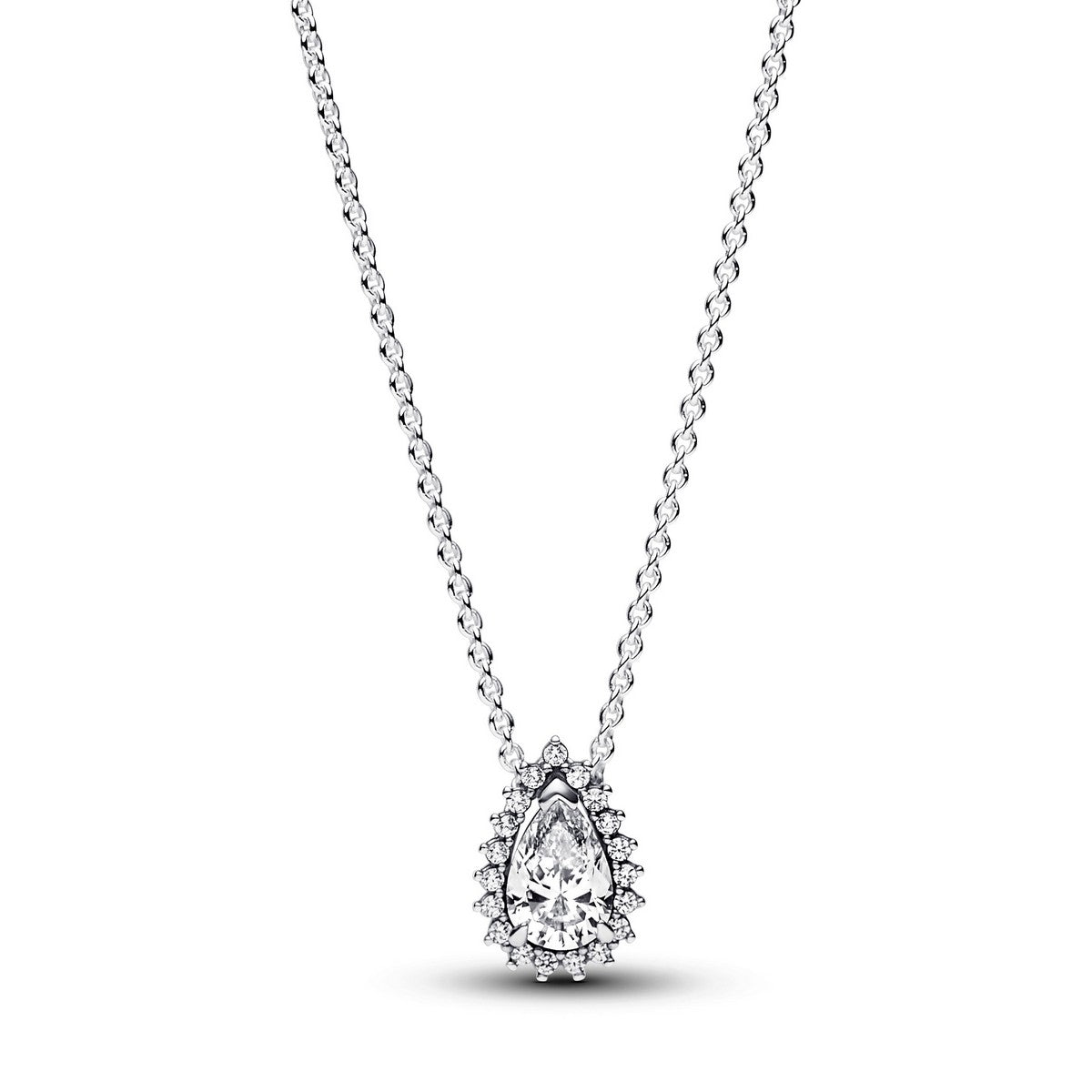 Pandora Sprankelende Peer Halo Halsketting zilver - 392832C01
