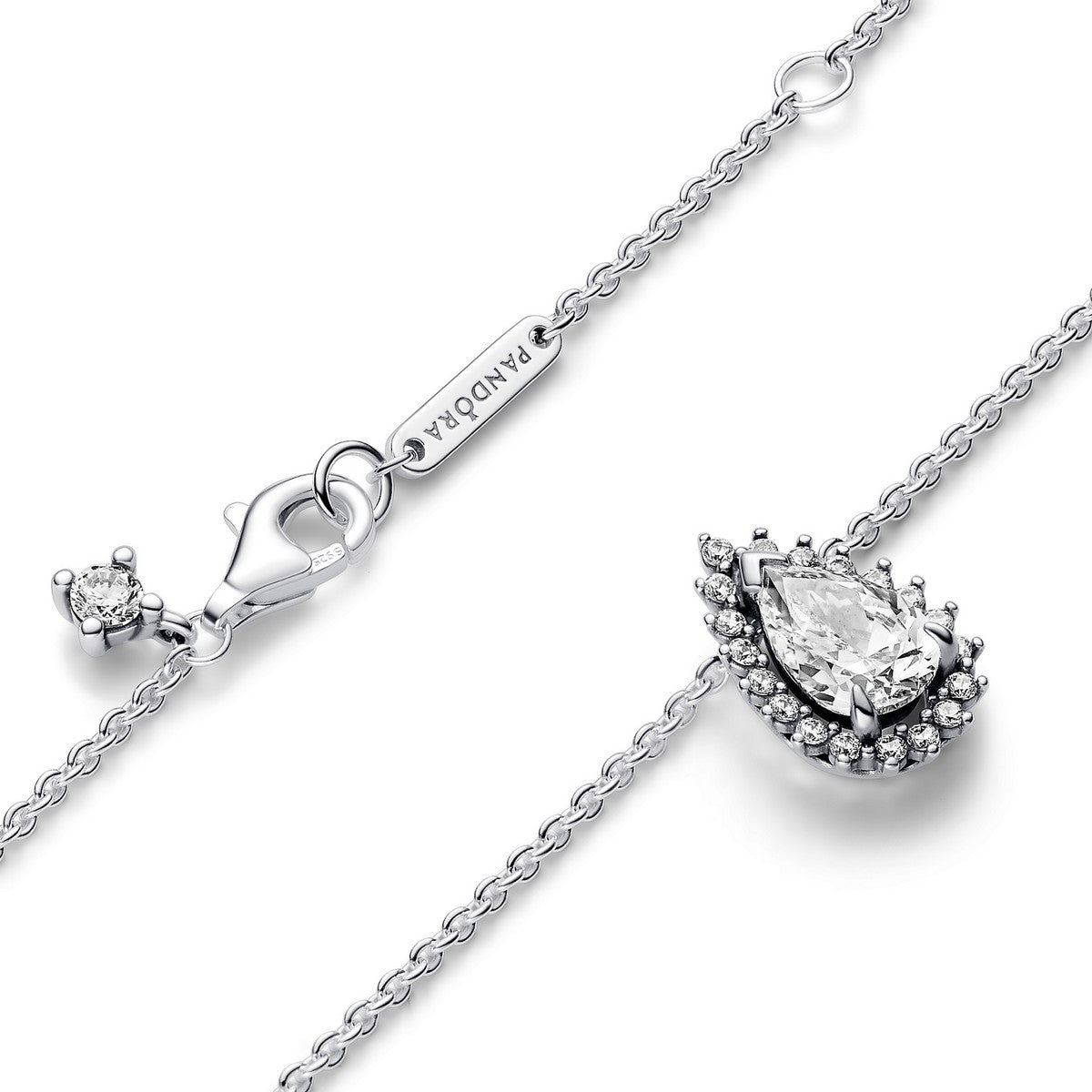 Pandora Sprankelende Peer Halo Halsketting zilver - 392832C01