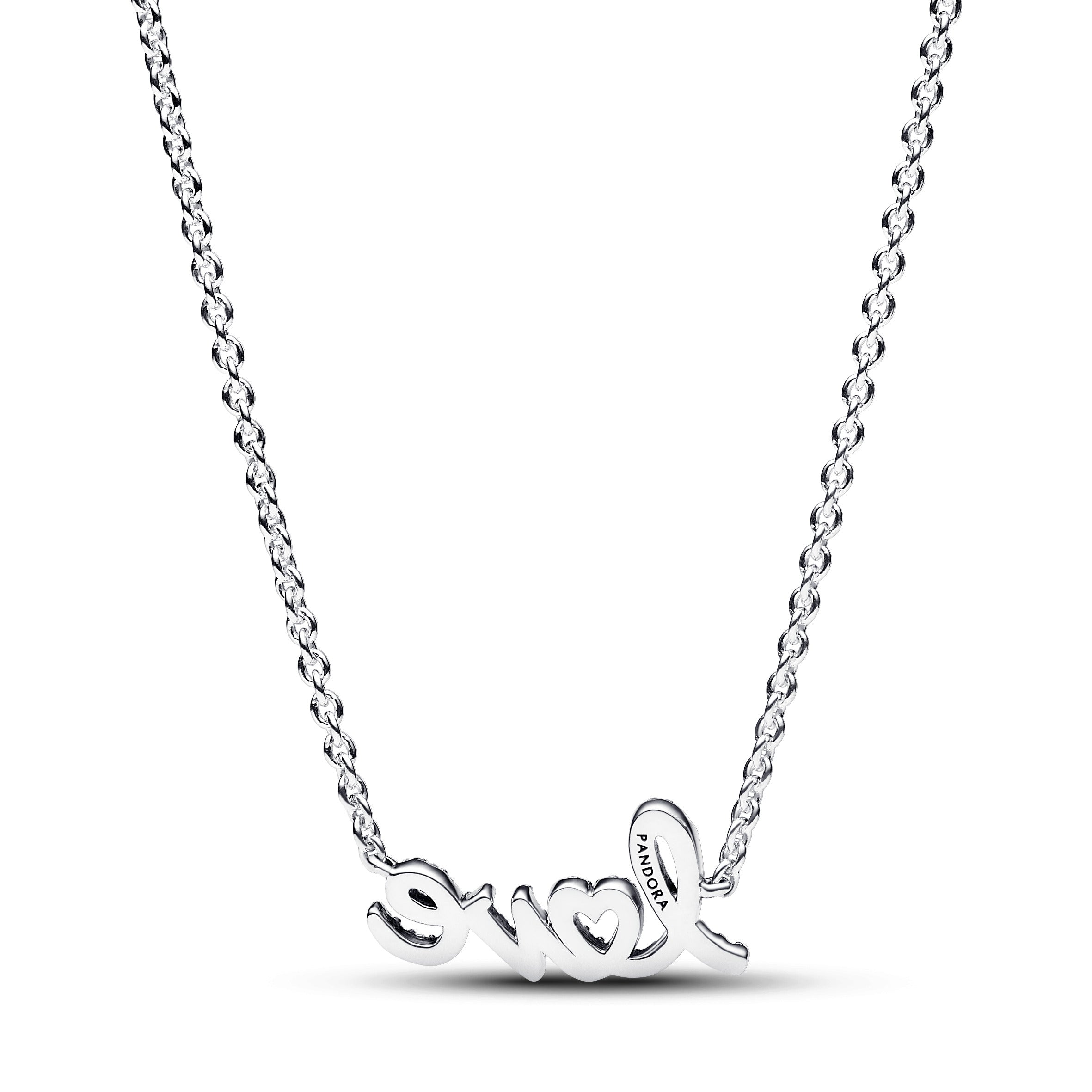 Pandora Sprankelende halsketting love handgeschreven zilver - 393076C01