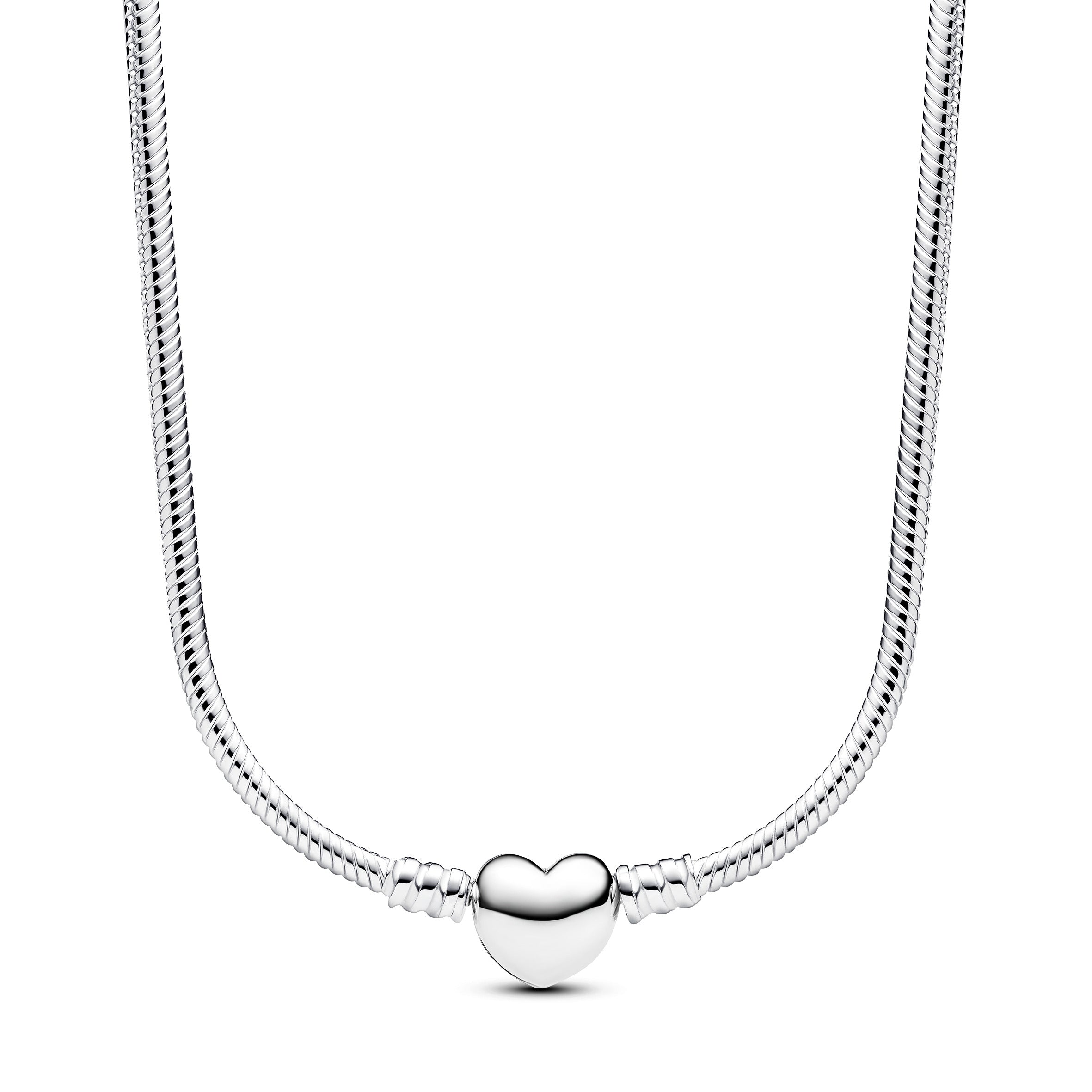 Pandora Moments slangenschakel-halsketting met hartsluiting zilver - 393091C00