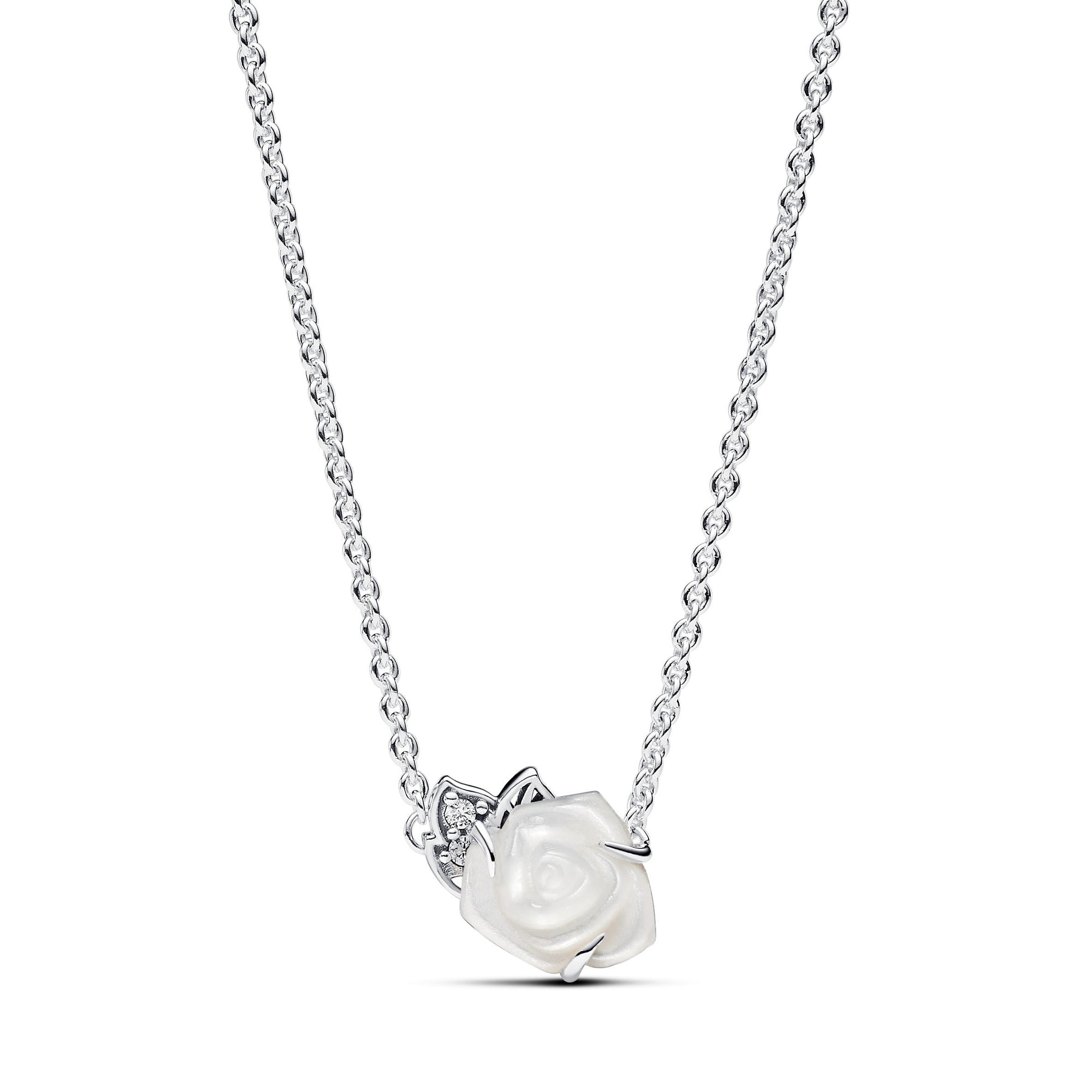 Pandora Witte Roos Sterling Zilver Collier met Parelmoer en Zirkonia 393206C01 - PansiteNederland.nl