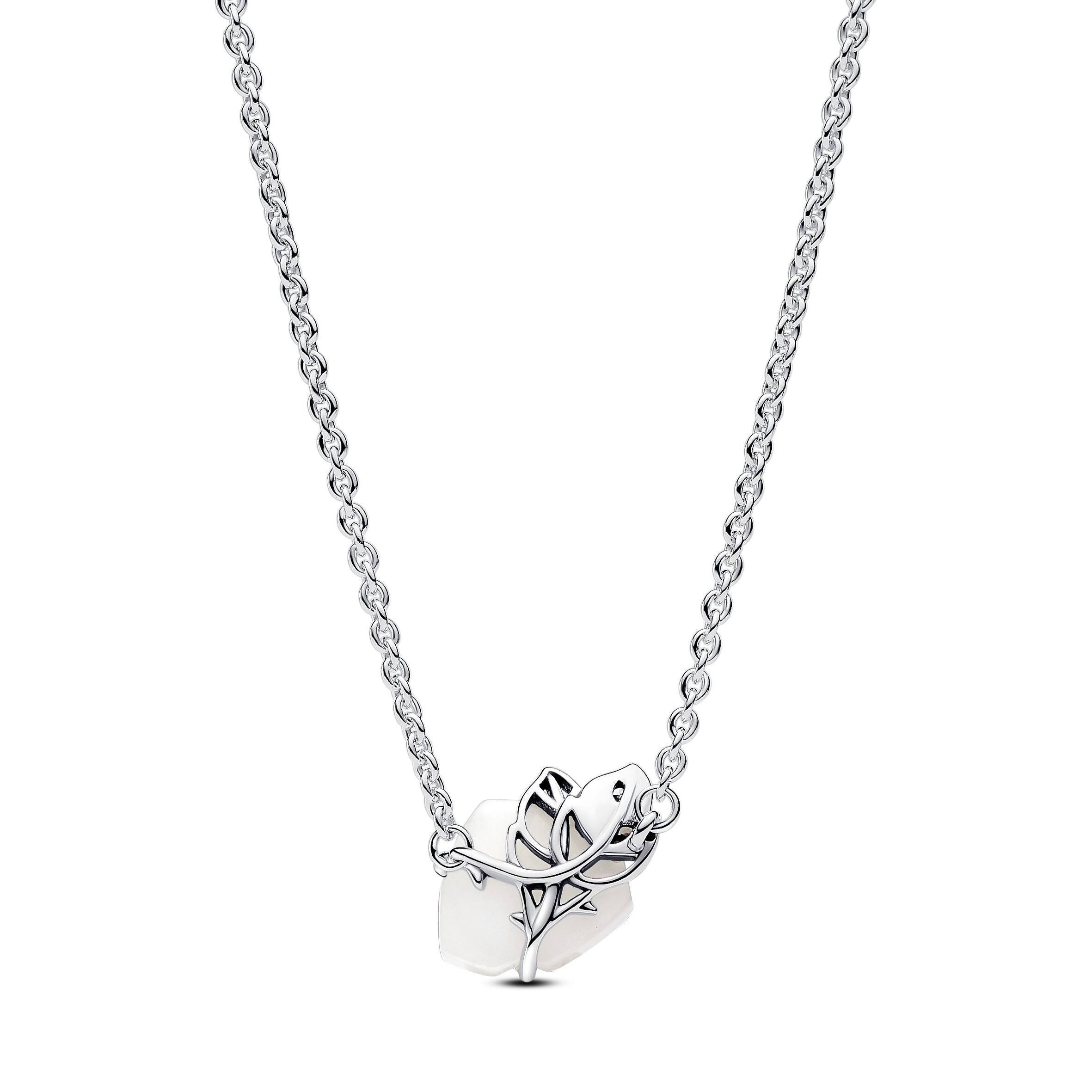 Pandora Witte roos in bloei halsketting zilver - 393206C01