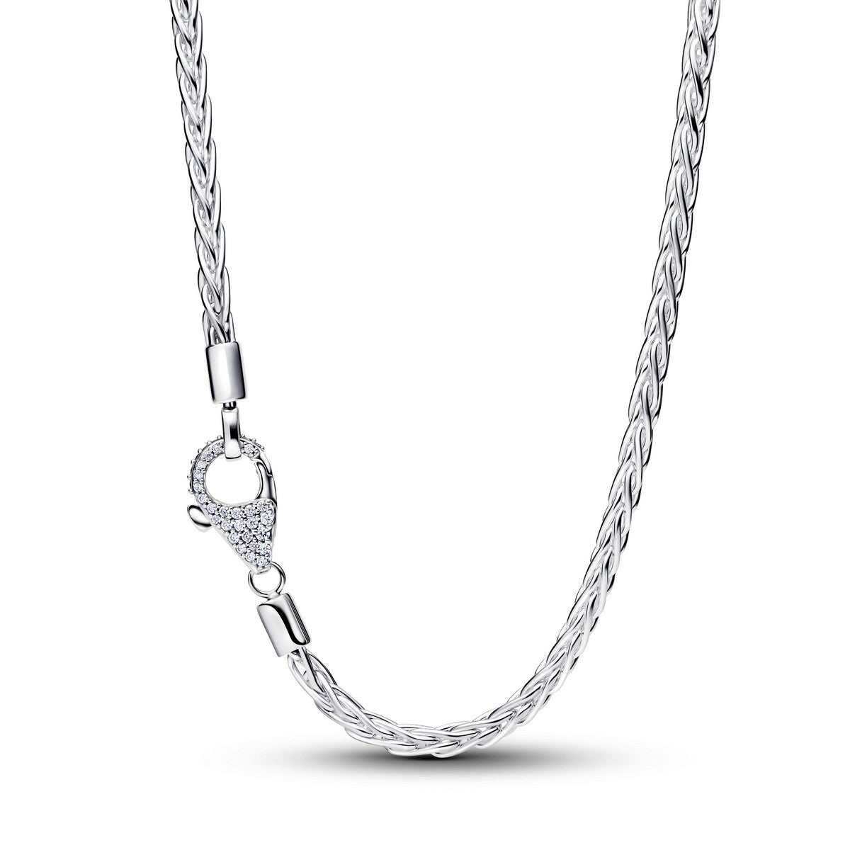 Pandora Pavé Sluiting Foxtail Halsketting met Bedel zilver - 394463C01