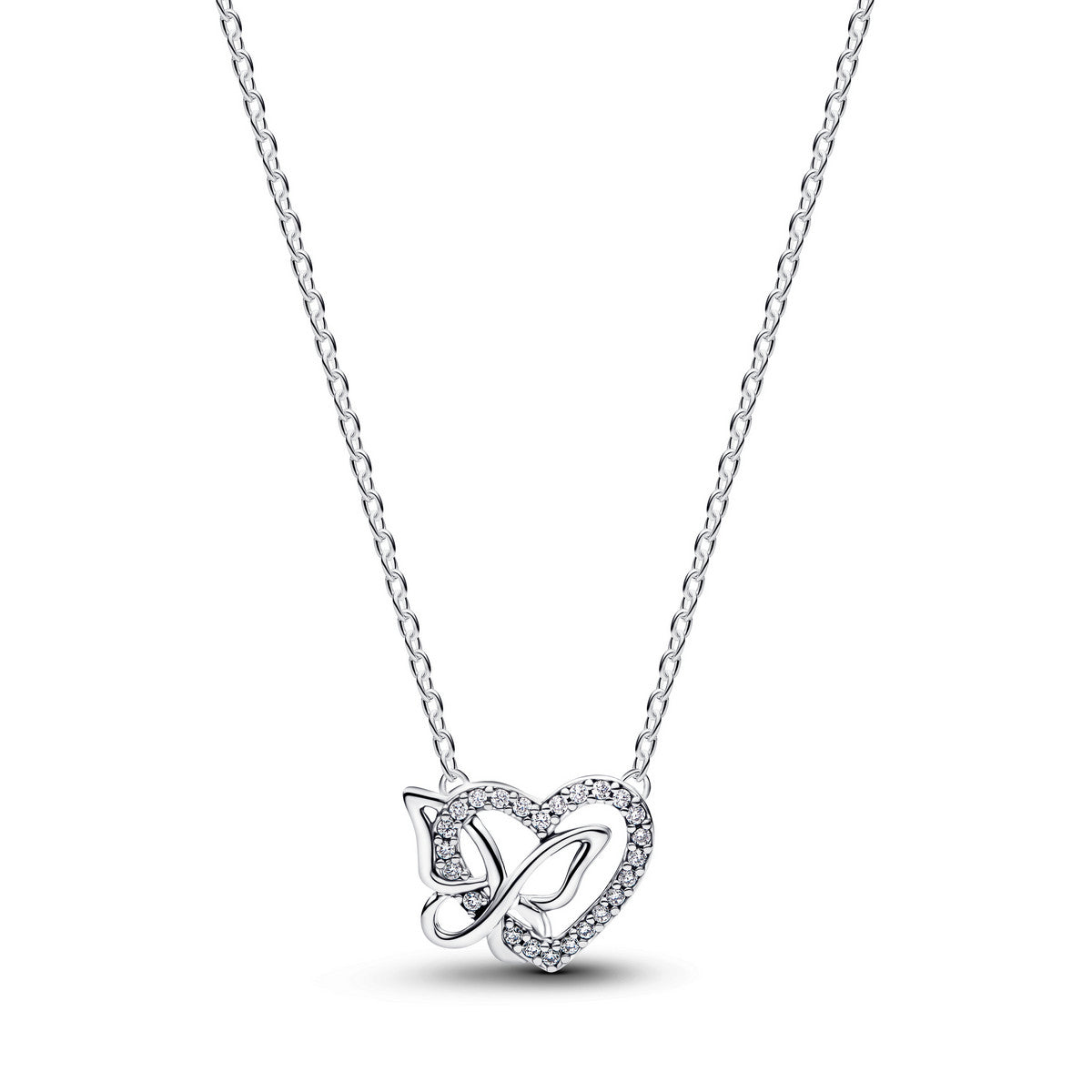 Pandora Verstrengeld Hart & Vlinder Ketting met Hanger zilver - 394477C01
