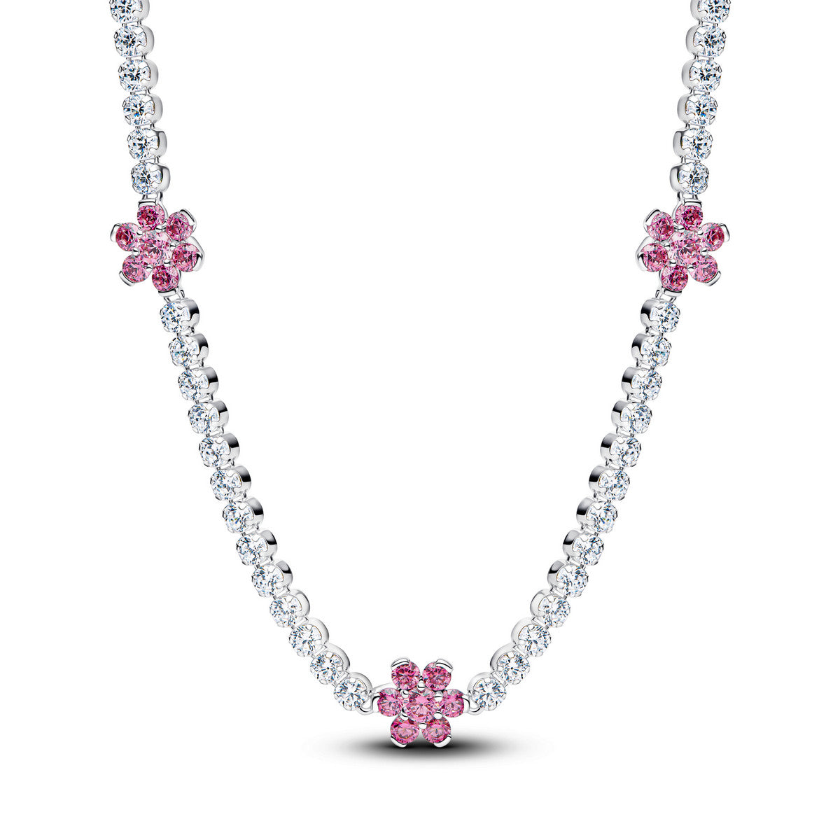 Pandora Roze Bloem Tennis Halsketting zilver - 394561C01
