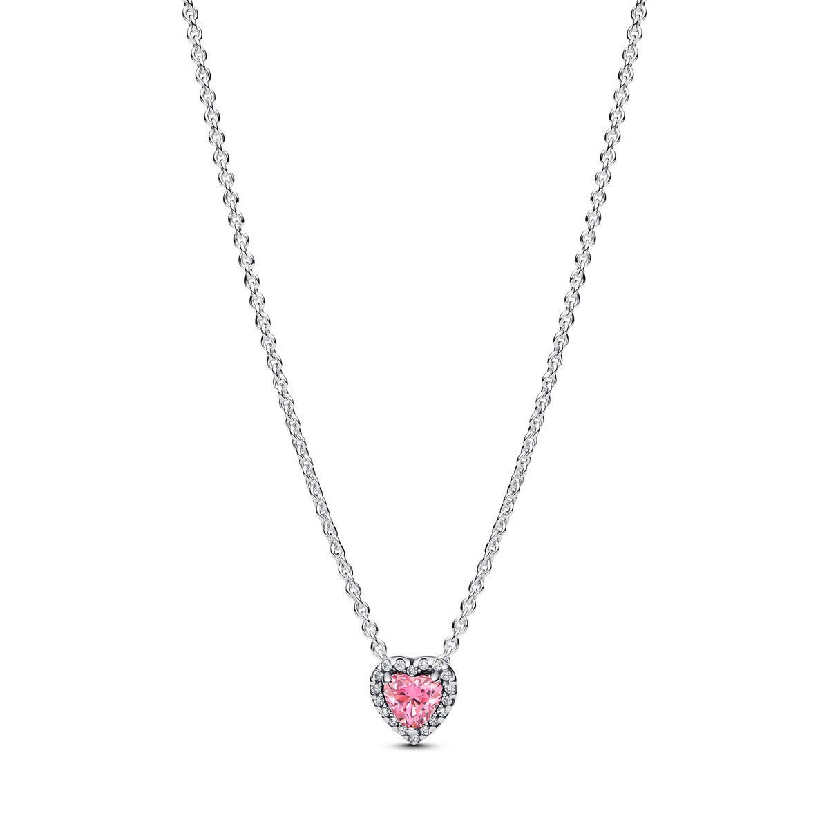 Pandora Verhoogde Roze Hart Ketting met Zirkonia - 398425C02 - PansiteNederland.nl