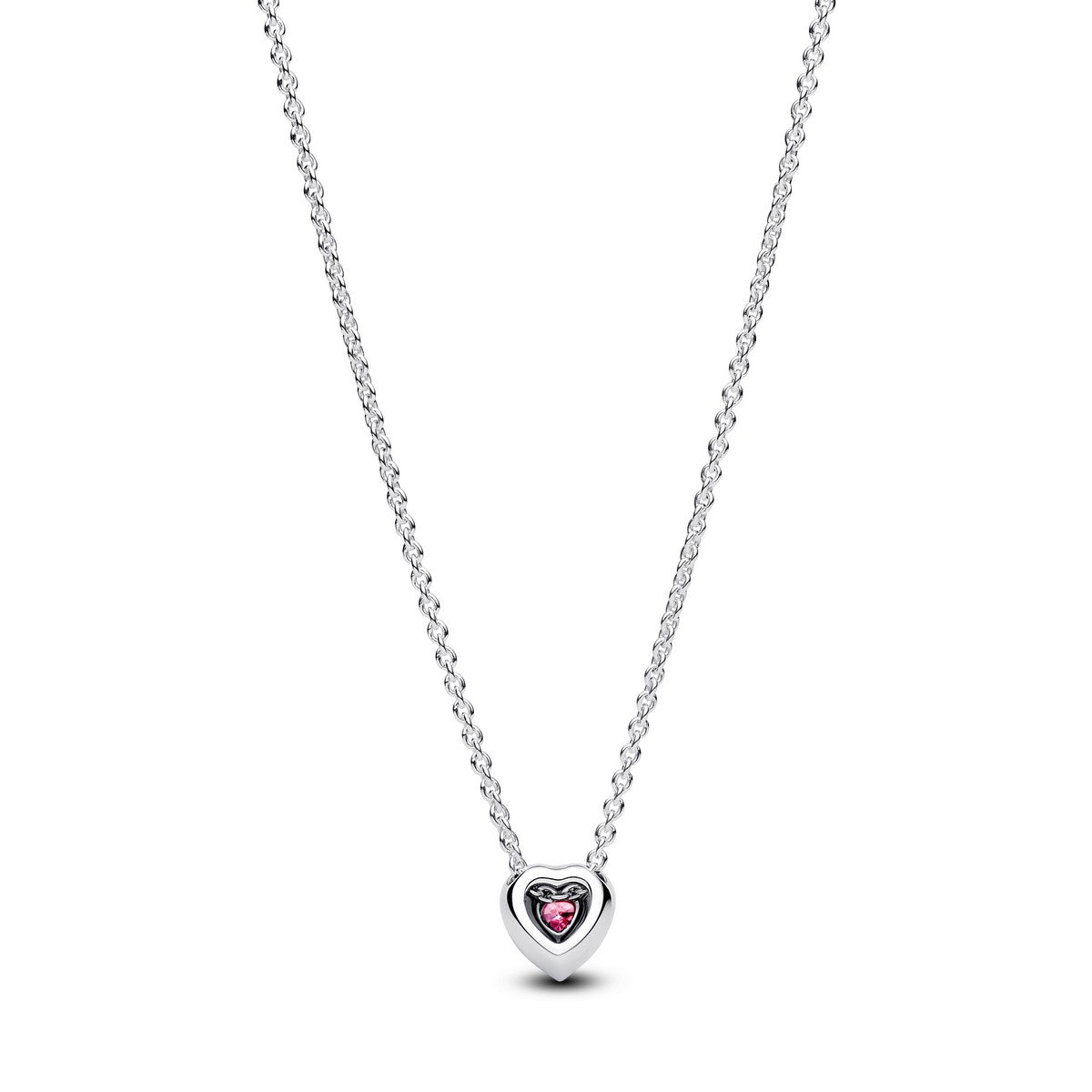 Pandora Verhoogde Roze Hart Ketting met Zirkonia - 398425C02 - PansiteNederland.nl