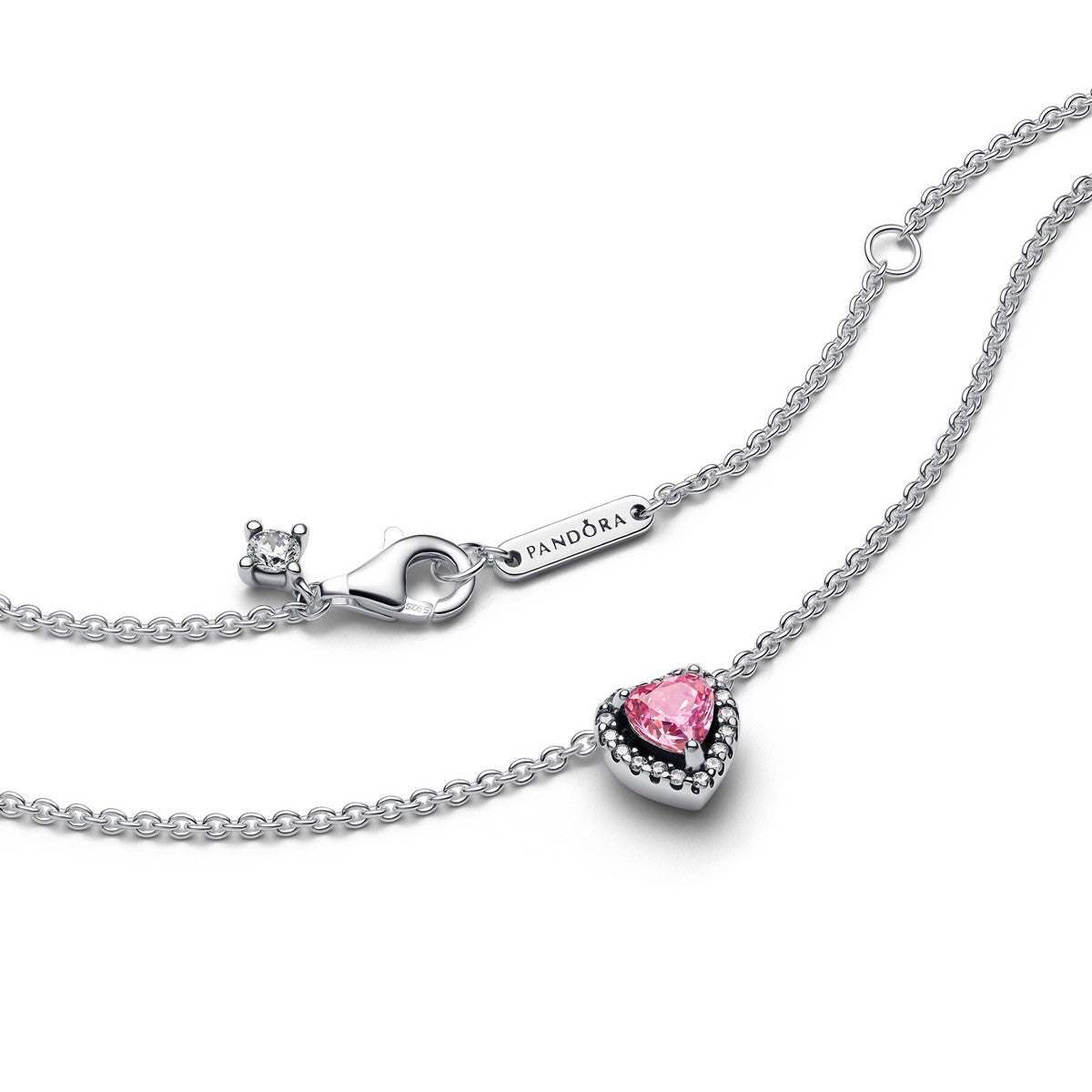 Pandora Verhoogde Roze Hart Ketting met Zirkonia - 398425C02 - PansiteNederland.nl