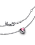 Pandora Verhoogde Roze Hart Ketting met Zirkonia - 398425C02 - PansiteNederland.nl