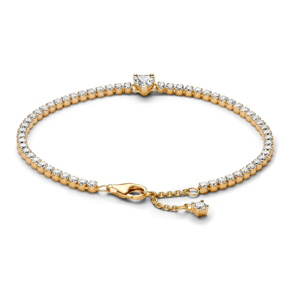 Pandora Sprankelend Hart Tennisarmband goudverguld - 560041C01