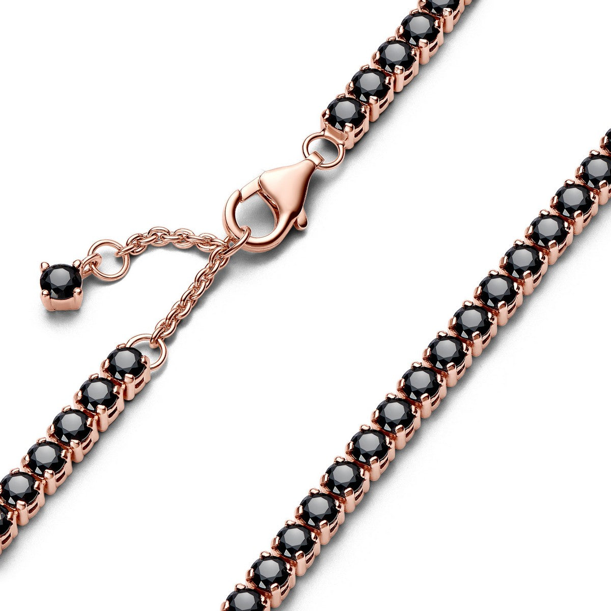 Pandora Zwarte Sprankelende Tennis Armband roségoudverguld - 581469C02