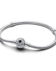 Pandora Sterling Zilveren Slangenarmband met Noordster Sluiting en Transparante Zirkonia - 593584C01 - PansiteNederland.nl
