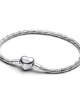 Pandora Snake-chain armband met facet geslepen schakels en hartsluiting 594236C00