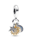 Pandora Tweekleurige Celestial Triple Dangle Charm 762676C01, exclusief en kwalitatief hoogwaardig. Ontdek nu!